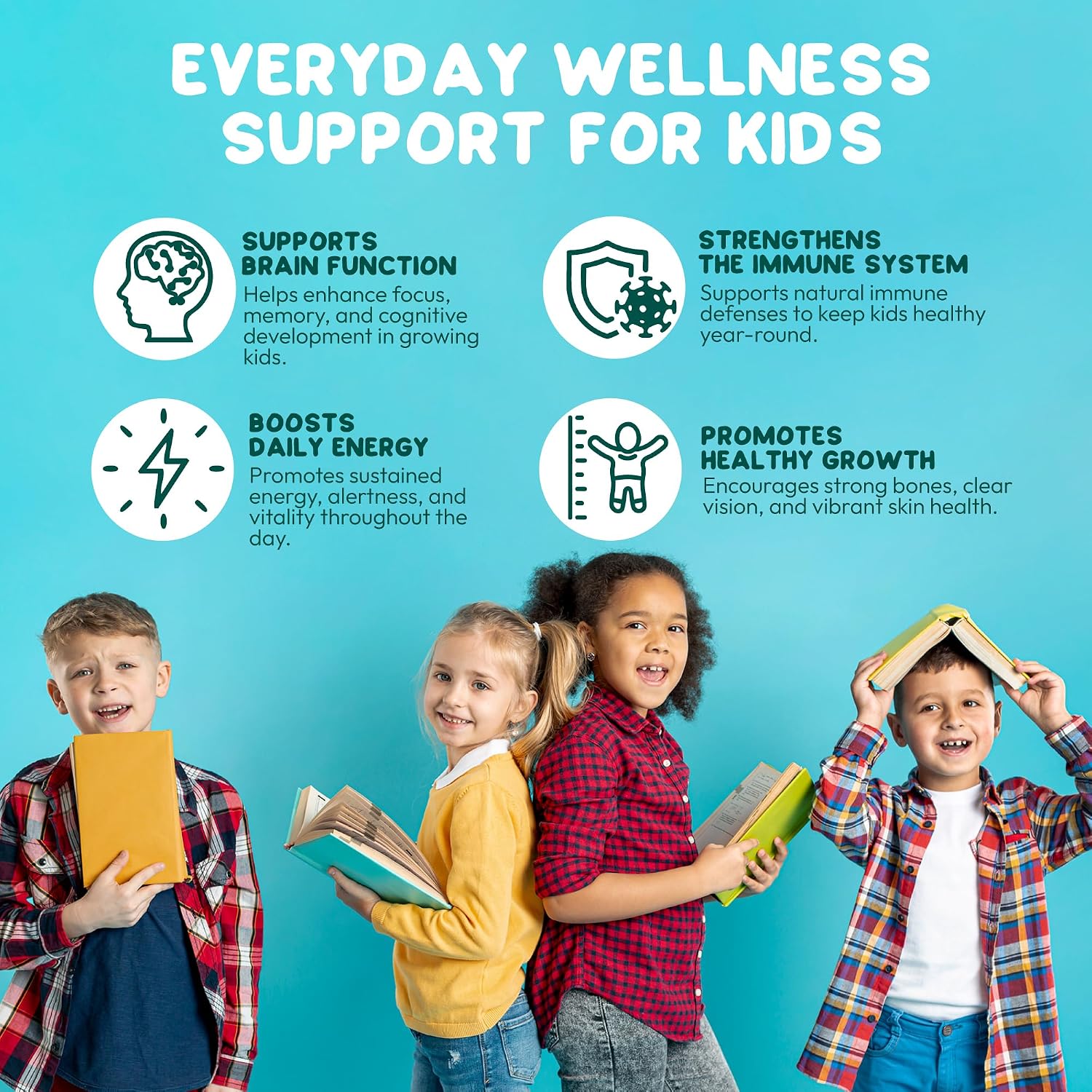Juneno Methylated Multivitamin Gummies for Kids - MTHFR Support with B Complex, 5-MTHF Folate, B12, Vitamins A C D3 E - Vegan, Gluten-free, Sugar-Free - görsel 3