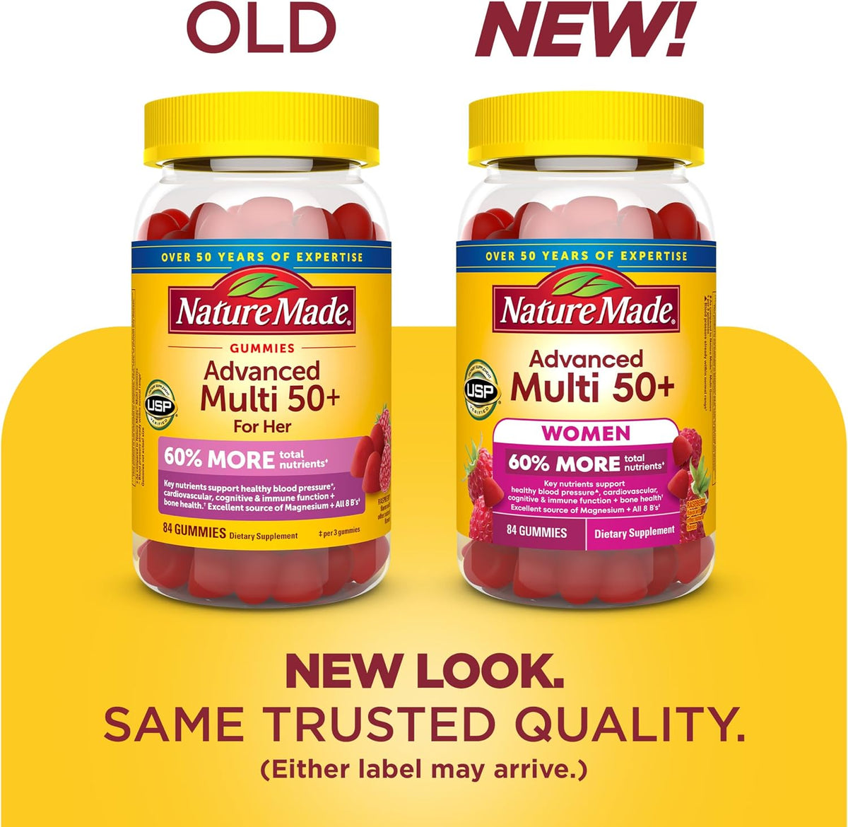 Nature Made Advanced Multivitamin Gummies 50+ for Women with Magnesium Citrate, Vitamin D3, Zinc, Calcium & All 8 B Vitamins, 84 Count - görsel 2