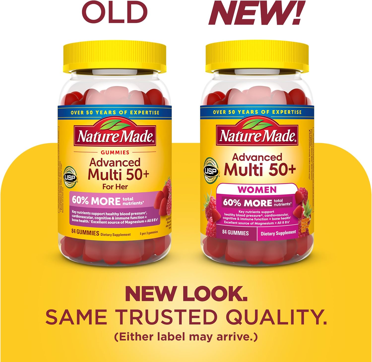 Nature Made Advanced Multivitamin Gummies 50+ for Women with Magnesium Citrate, Vitamin D3, Zinc, Calcium & All 8 B Vitamins, 84 Count - görsel 2