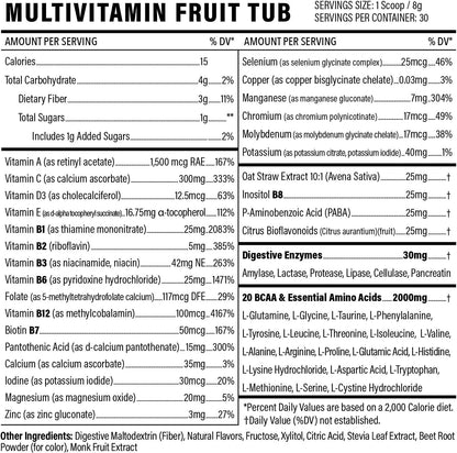 Sport Formula 99 Multivitamin Powder – Vegan BCAA Amino Acids, Electrolytes, Super B Complex, Fruit Punch