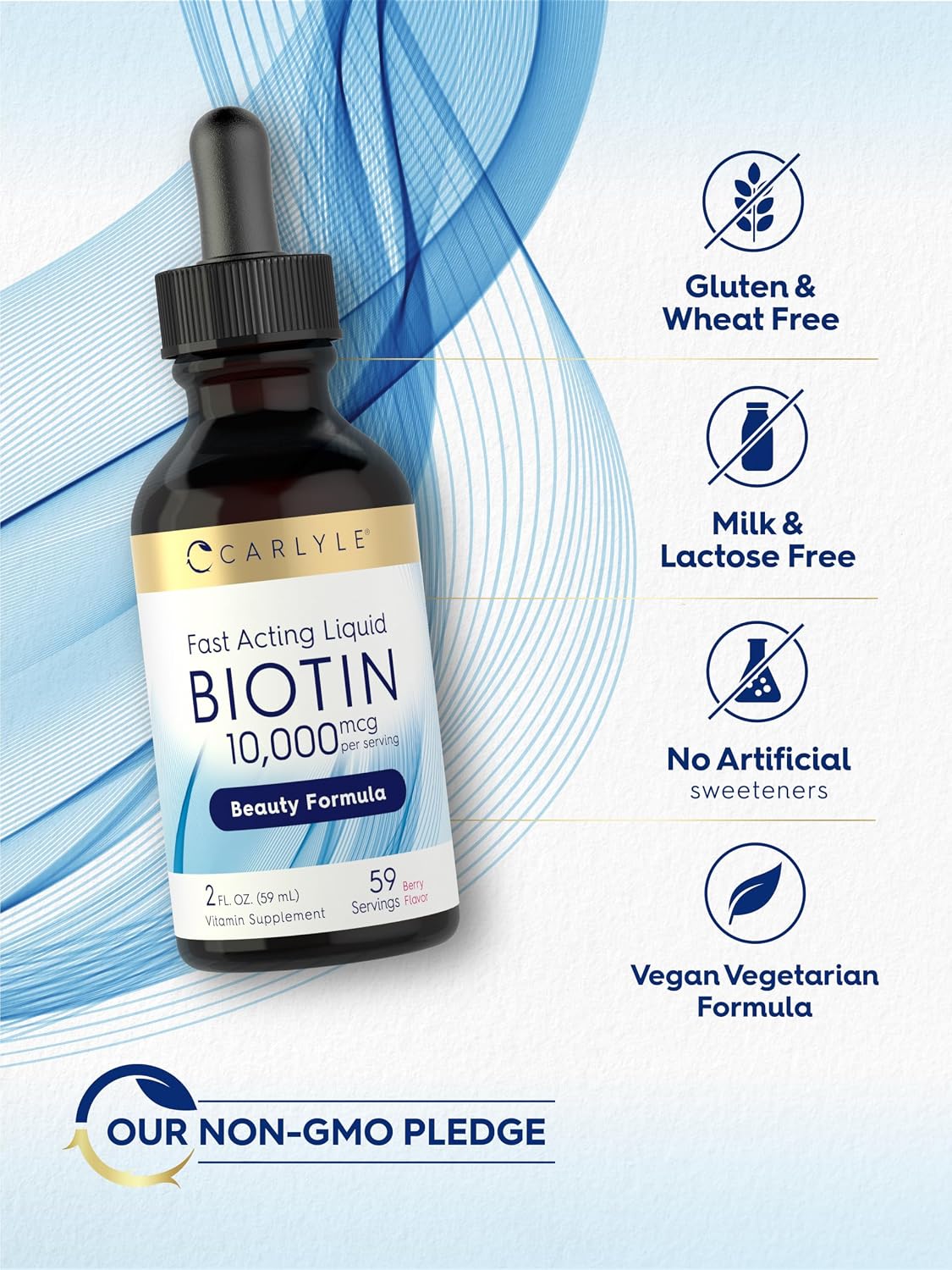 Carlyle Liquid Biotin 10000mcg – Extra Strength Drops, 60 ml - görsel 5