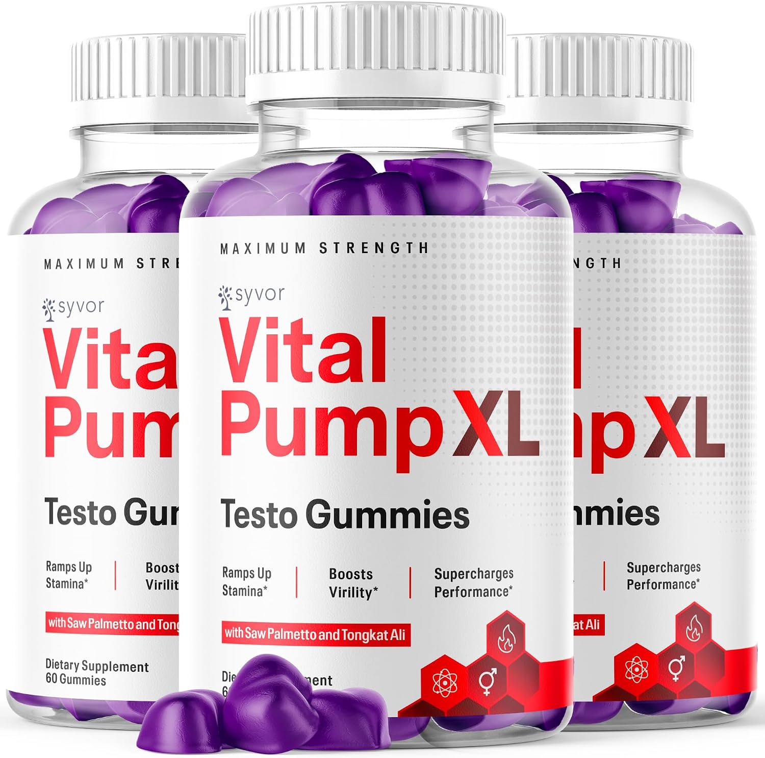 Vital Pump XL Gummies (3-Pack) - All-Natural Advanced Formula with Maximum Strength Vitamins for an Active Lifestyle (180 Gummies) - görsel 1