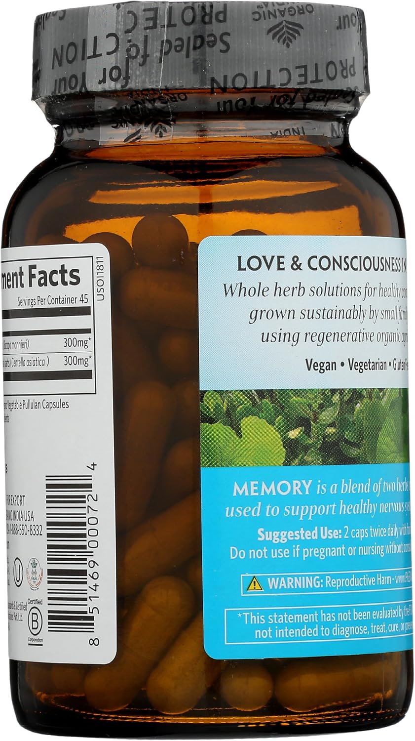 Organic India Organic Memory Capsules - Mental Clarity Support - 90 Vegetarian Capsules - görsel 2
