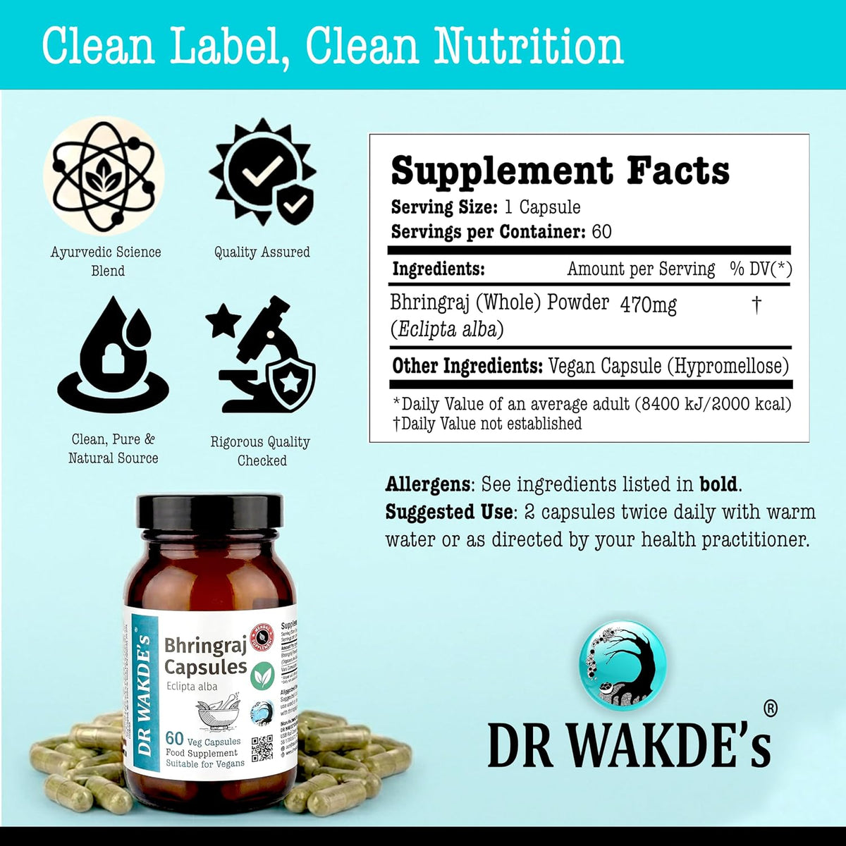 DR WAKDE's Bhringraj Capsules for Hair Growth & Liver Support - görsel 5