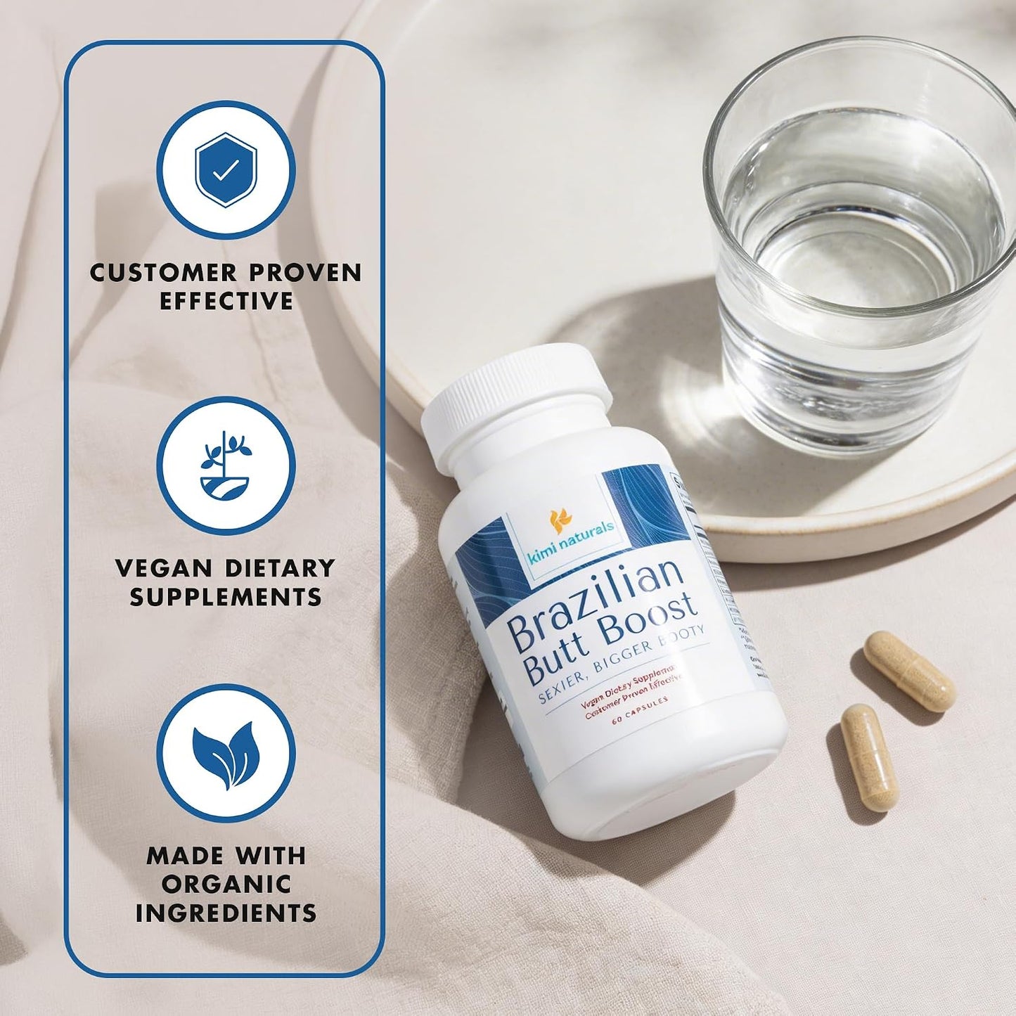 Kimi Naturals Butt Enhancer Pills – Natural Booty Builder for Bigger Buttocks and Curves – 60 Capsules - görsel 4