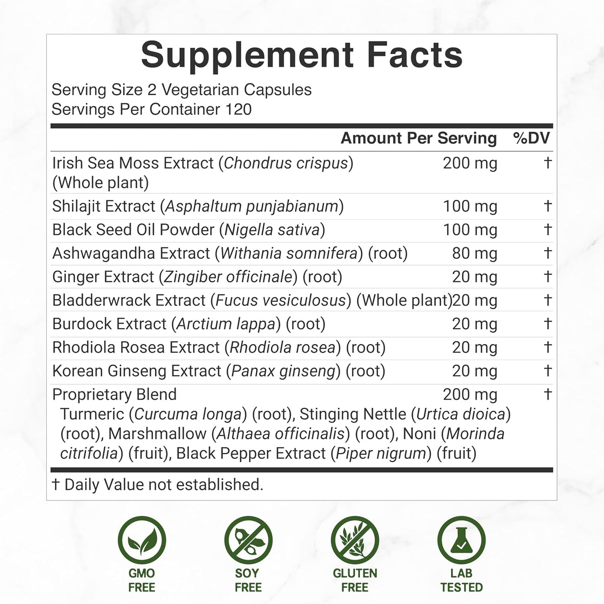 DEAL SUPPLEMENT Irish Sea Moss 240 Veggie Capsules – 14-Superfood Complex with Black Seed Oil, Ashwagandha and Ginger - görsel 2