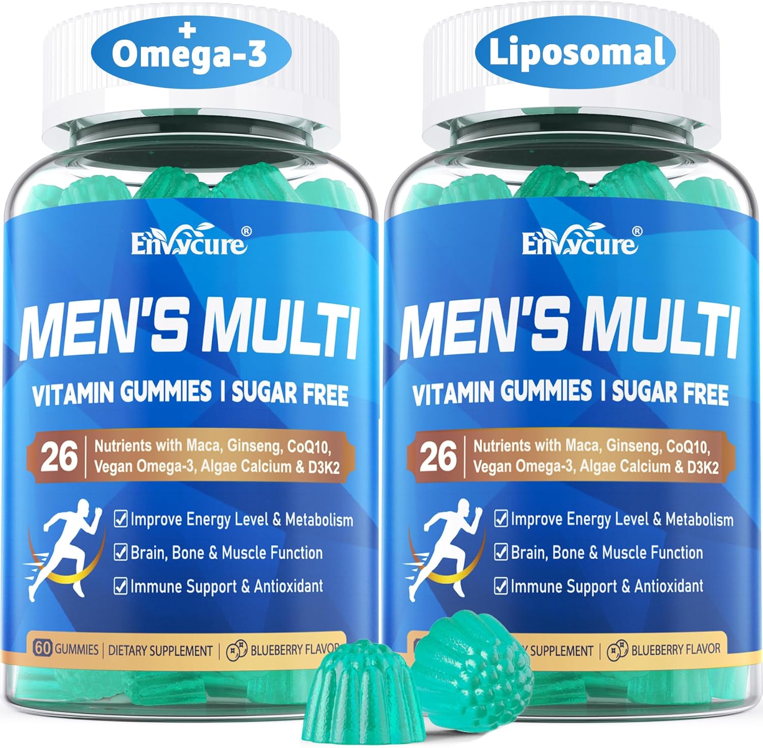 Methylated Multivitamin for Men Gummies | Vegan Omega-3, CoQ10, Zinc | Liposomal | Sugar Free | 120 Gummies - görsel 1
