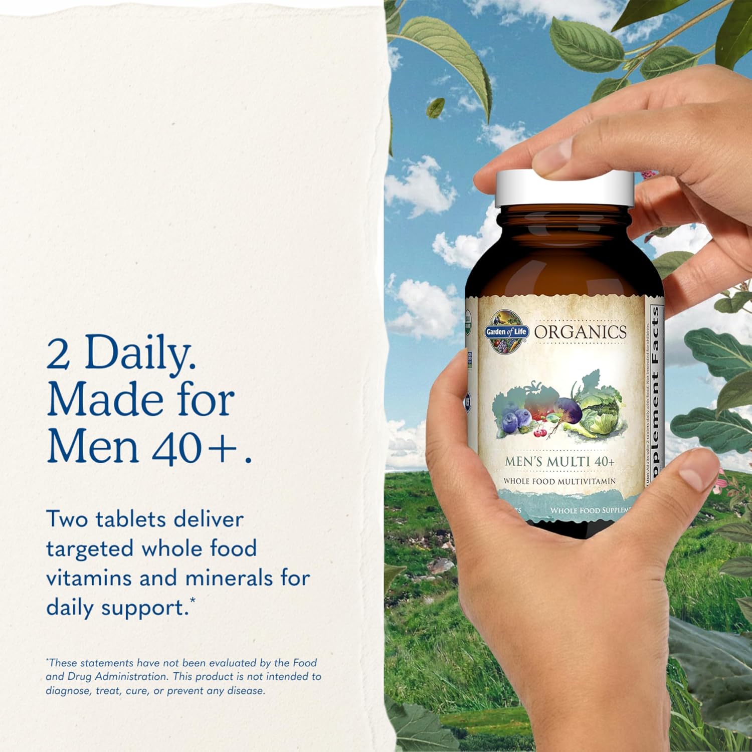 Garden of Life Organics Men's 40+ Whole Food Multivitamin – Organic with Men's Health Support & B12 – 120 Vegan Tablets - görsel 7
