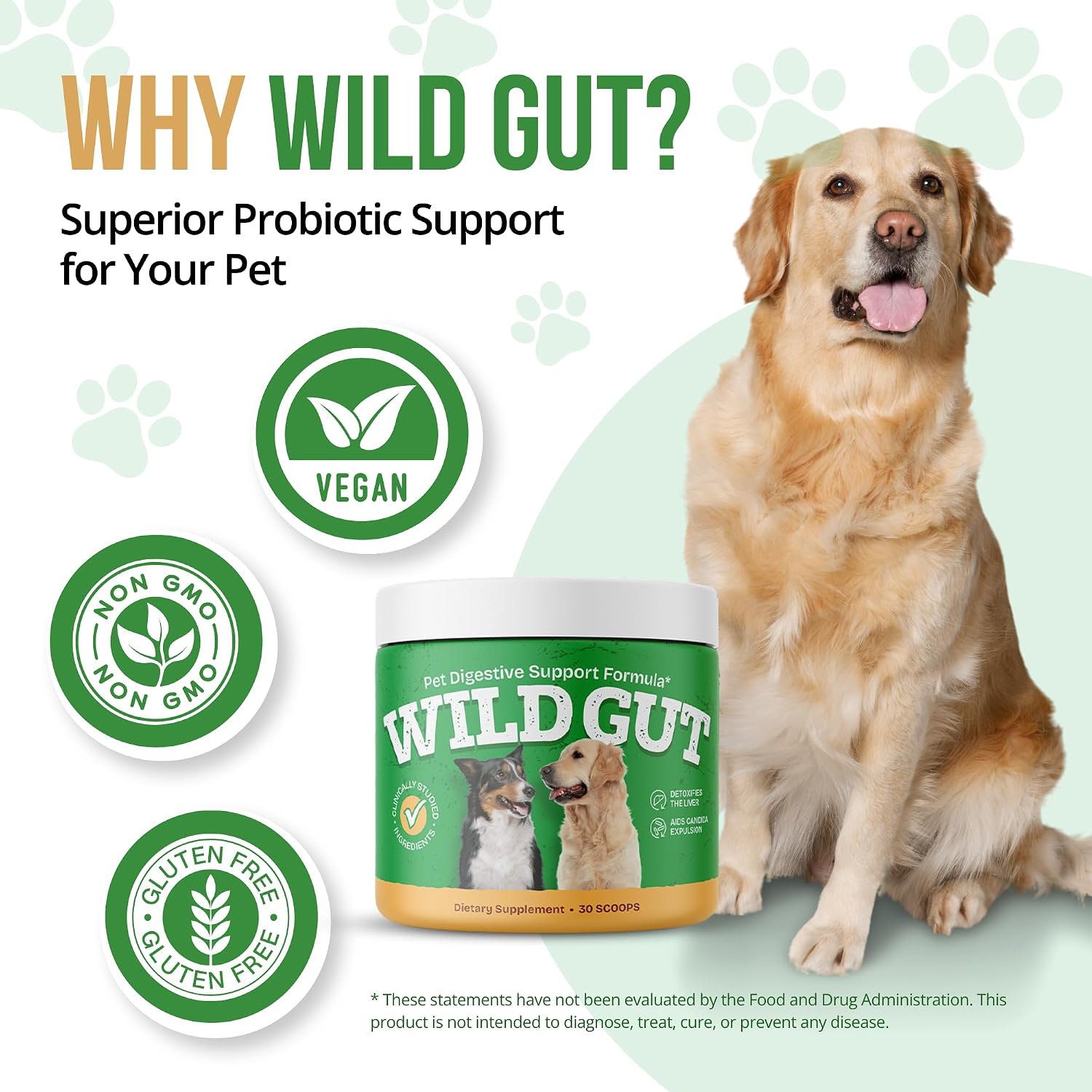 Wild Gut - Natural Probiotic Supplement for Pets | Supports Digestive Health & Gut Microbiome | 8 Probiotic Strains | 3 Bottles - görsel 3