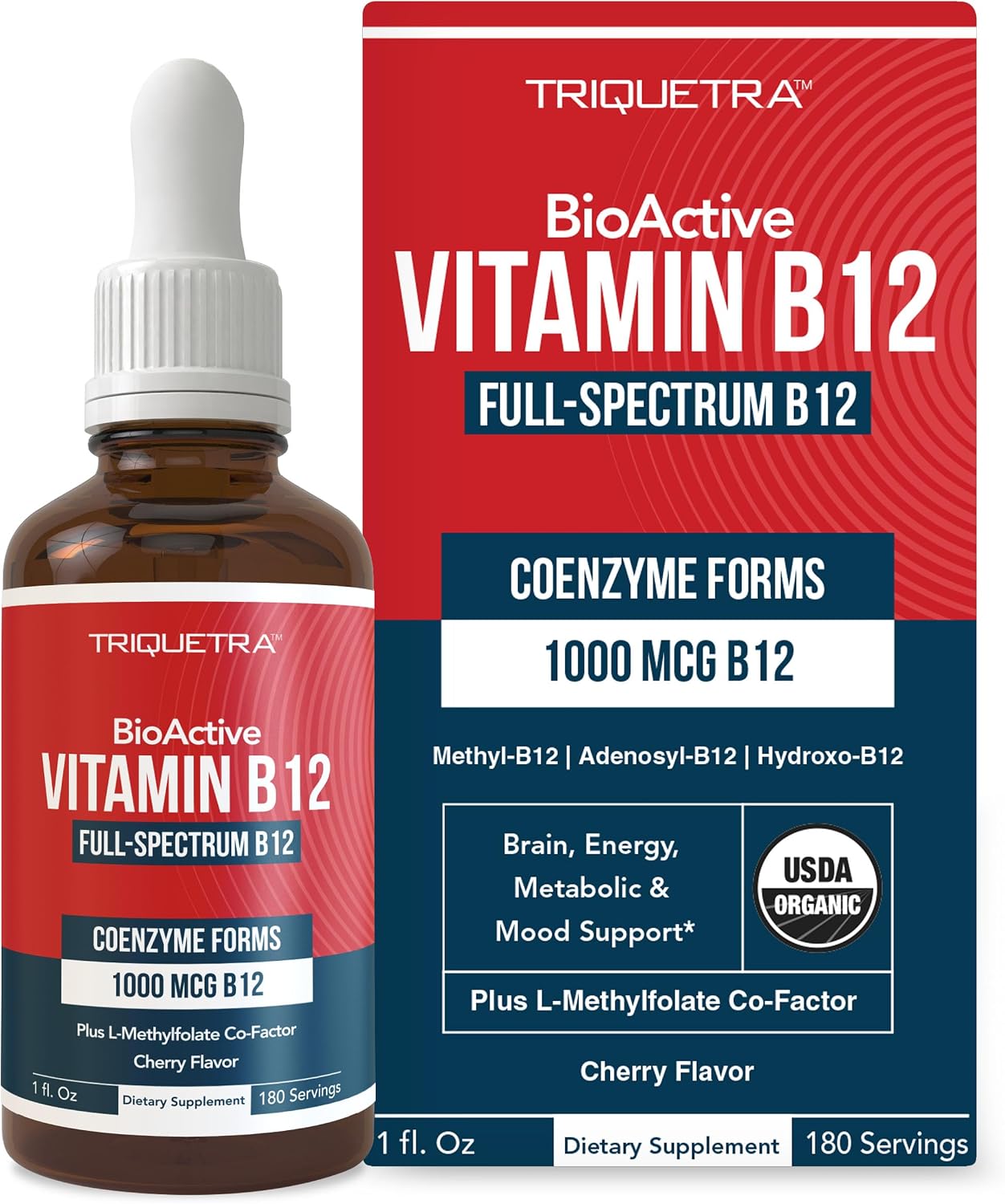 BioActive Vitamin B12 1000 mcg – Triple Form Sublingual with Methylfolate (Cherry, 180 Servings) - görsel 1