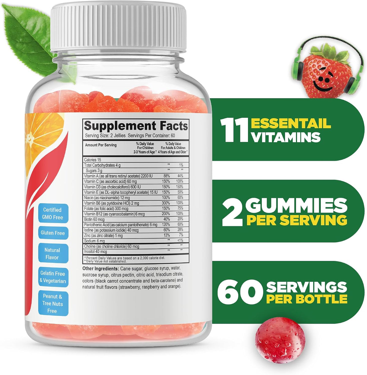 Doctors Finest Kids Multivitamin Gummies - Vegetarian, Non-GMO, 120 Count - görsel 2