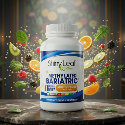 Shiny Leaf Methylated Bariatric Multivitamin Without Iron – Vitamins for Gastric Bypass & Sleeve, 1 Daily Capsule with Methylated Folate, B12, A, C, D, K & More. Vegetarian, Soya-Free, Made in the USA (180 Capsules)