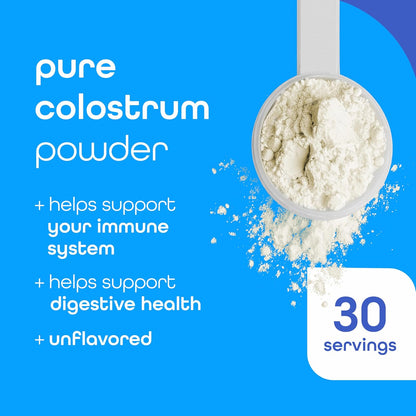 Zena Nutrition Bovine Colostrum Powder Supplement - 1000mg Pure Colostrum, Grass Fed, Unflavoured, 30 Servings