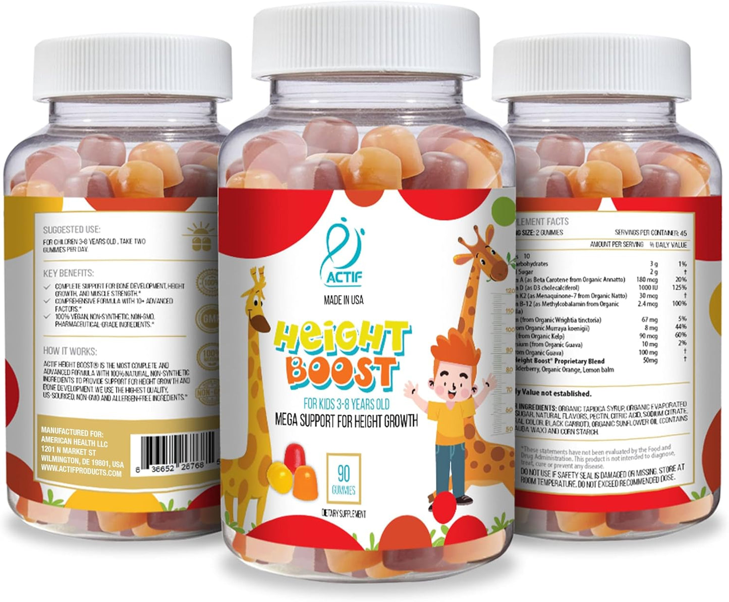 Actif Height Boost Mega Support for Kids 3-8 Years Old - 60 Gummies, Strawberry Flavour - görsel 5