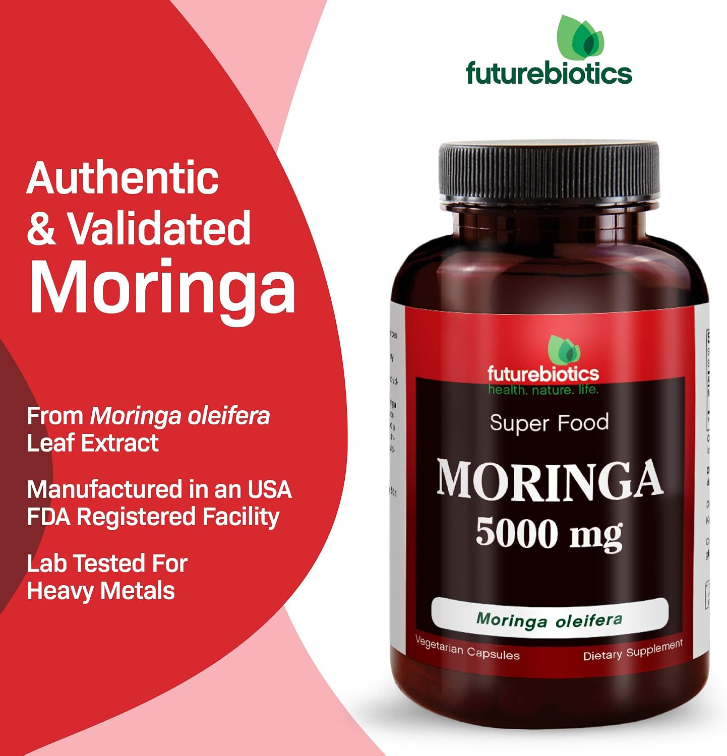 FutureBiotics Moringa 5000 mg, 60 Vegetarian Capsules - görsel 3