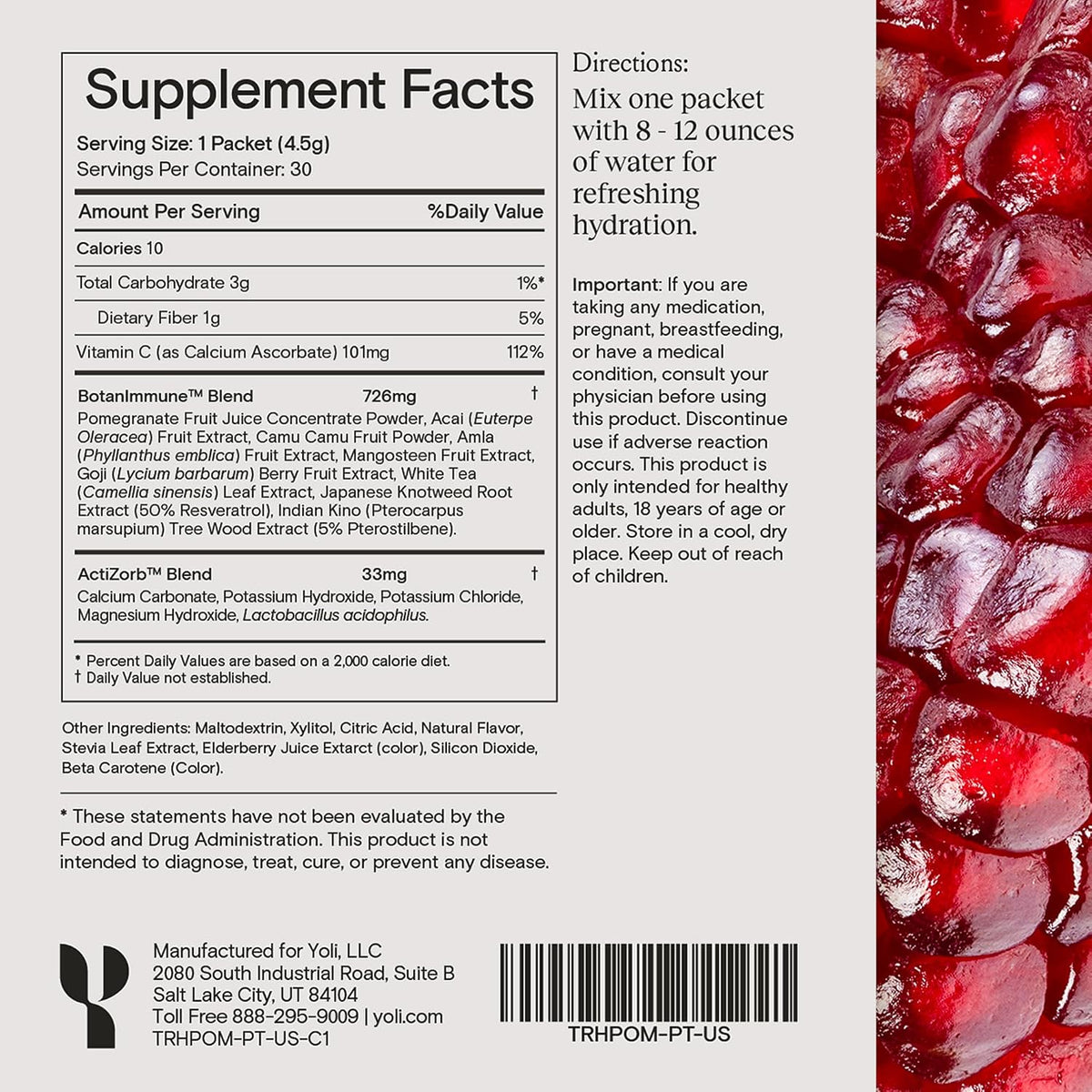 Yoli Truth Antioxidant and Immune Support Supplement with Vitamin C, Botanicals, Superfruits, and Minerals – Pomegranate, 30 – Image 5