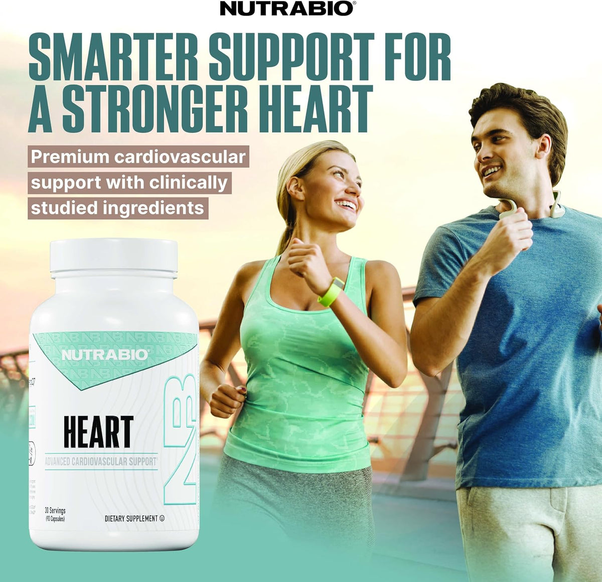 NutraBio Heart - Cardiovascular Supplement with Bergamonte, CoQ10, and Olive Leaf Extract - 90 Capsules - görsel 2