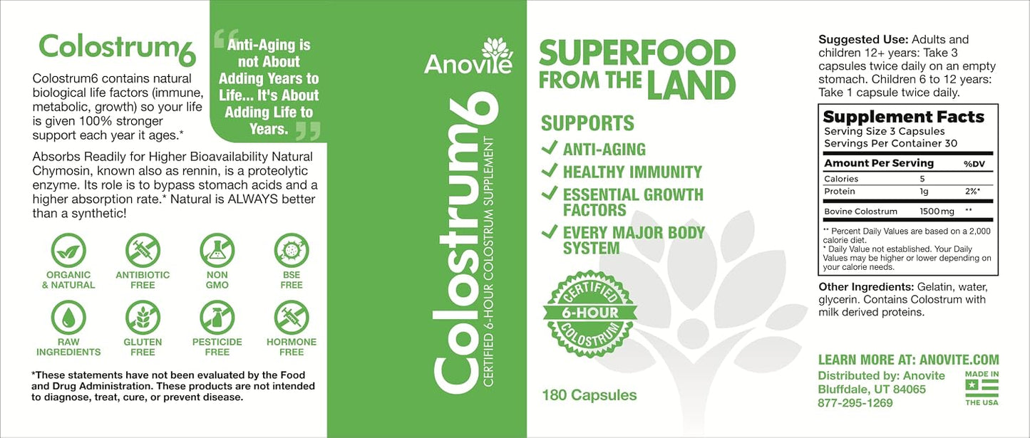 Anovite Colostrum6 Capsules (180 Capsules) - görsel 2