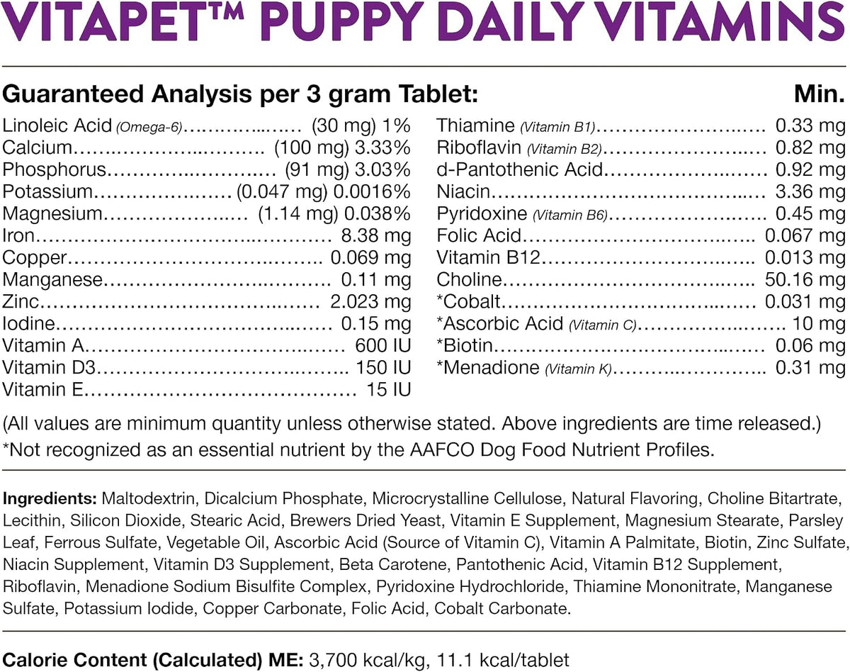 NaturVet VitaPet Puppy Daily Vitamins with Breath Aid, 60 Chewable Tablets – Image 8