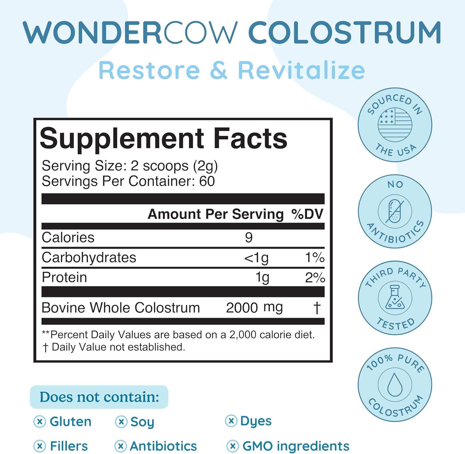 WONDERCOW Whole Bovine Colostrum Powder – Unflavoured, 60 Servings - görsel 2