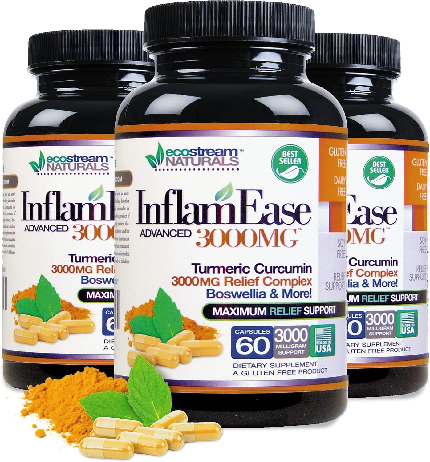 Advanced InflamEase with Turmeric, Curcumin, Enzymes & Boswellia – Vegetarian (Pack of 2) - görsel 4