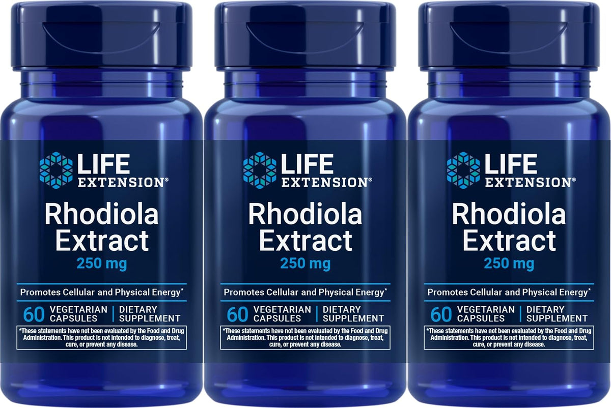 Life Extension Rhodiola Extract, 60 Vegetarian Capsules (Pack of 3) - görsel 1
