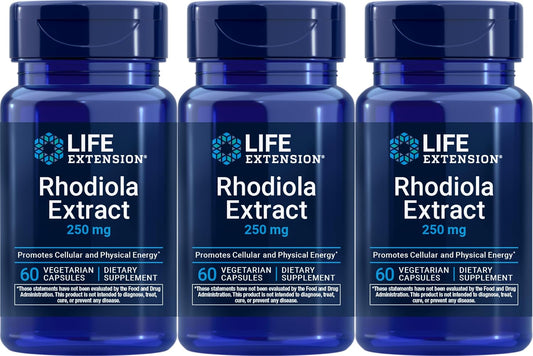 Life Extension Rhodiola Extract, 60 Vegetarian Capsules (Pack of 3)
