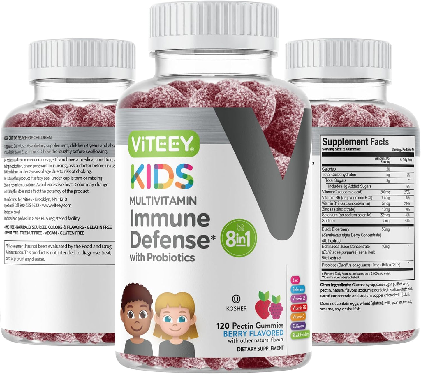 Viteey Kids Multivitamin Gummies with Probiotics - Immune Health Support - 120 Gummies - görsel 9