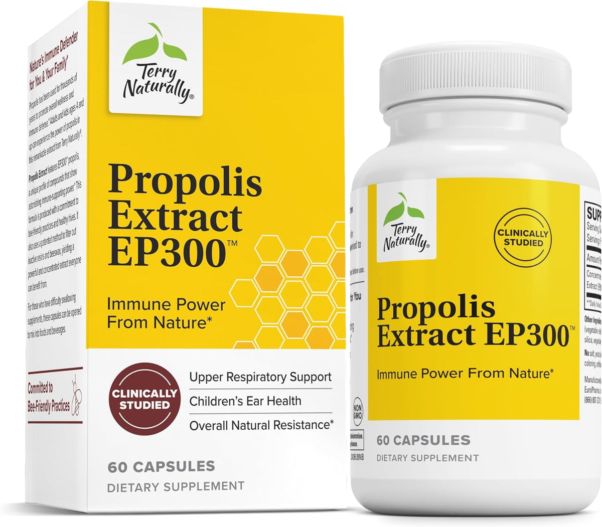 Terry Naturally Propolis Extract EP300 – Upper Respiratory & Immune Support Supplement, 60 Capsules - görsel 1