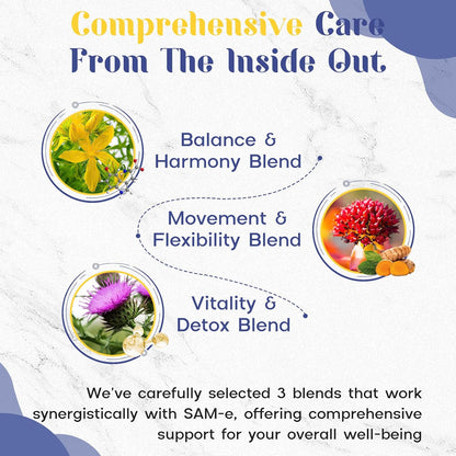 1200 mg SAM-e Supplement for Brain, Mood, Joint and Liver Support | High Absorption with CoQ10 & 5-HTP | Enteric Coated | 120 Tablets | Vegan