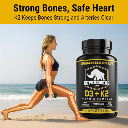 Best Value Max Strength 10,000 IU Vitamin D3 and 1,500 mcg Vitamin K2 (MK4) Food Supplement
