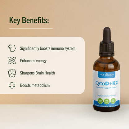 True Cellular Formulae Vitamin D3 2200 IU + K2 MK-7 Liquid Drops