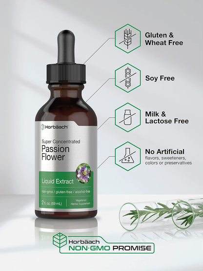 Horbäach Passion Flower Tincture | Alcohol-Free Liquid Extract | 60 ml