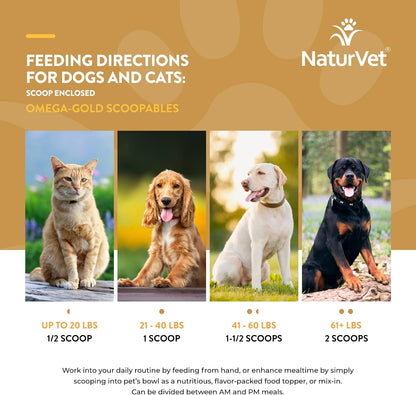 NaturVet Scoopables Omega-Gold Anchovy Oil & Salmon Supplement For Dogs and Cats - Supports Healthy Skin & Coat Plus DHA, EPA, Omega-3, & Omega-6 - Anchovy & Salmon Flavoured For Dog and Cat | 312g Bag