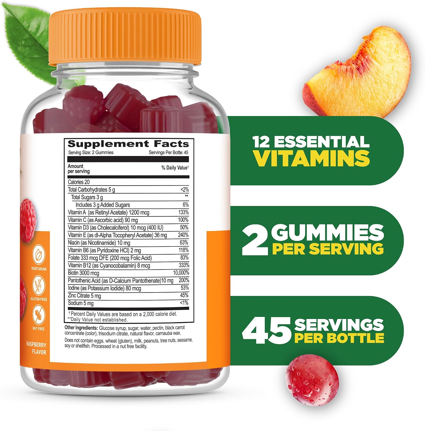 Lifeable Women's Multivitamin Gummy | with Vitamin A, C, D, E, Niacin, B6, Folate, B12, Biotin, Pantothenic Acid, Iodine, Zinc | Great Tasting Multivitamin for Women Gummies | 90 Gummies - görsel 2
