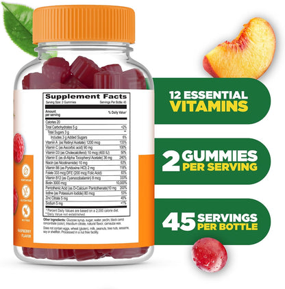 Lifeable Women's Multivitamin Gummy | with Vitamin A, C, D, E, Niacin, B6, Folate, B12, Biotin, Pantothenic Acid, Iodine, Zinc | Great Tasting Multivitamin for Women Gummies | 90 Gummies