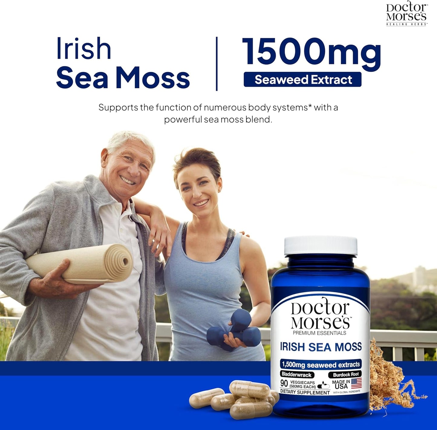 Doctor Morse's Irish Sea Moss Advanced Food Supplement – 1500mg Sea Moss Capsules with Bladderwrack and Burdock Root - görsel 2