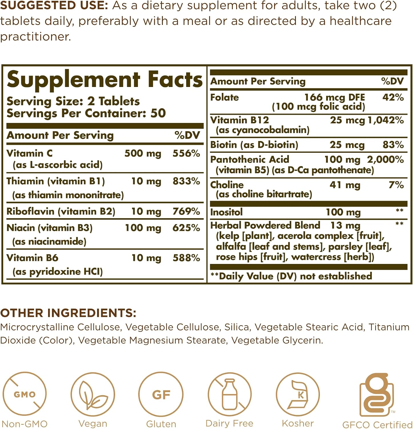 Solgar B-Complex with Vitamin C Stress Formula, 100 Tablets (Pack of 2) - görsel 2