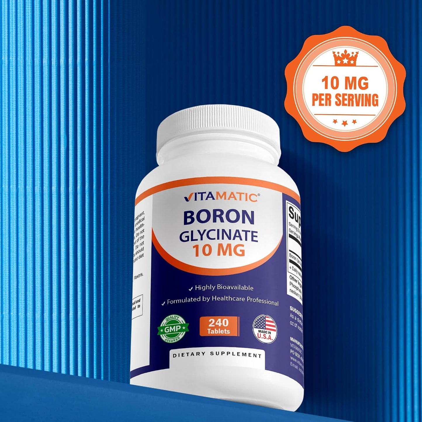 Vitamatic Chelated Boron (as Glycinate) 10mg 240 Tablets - görsel 5