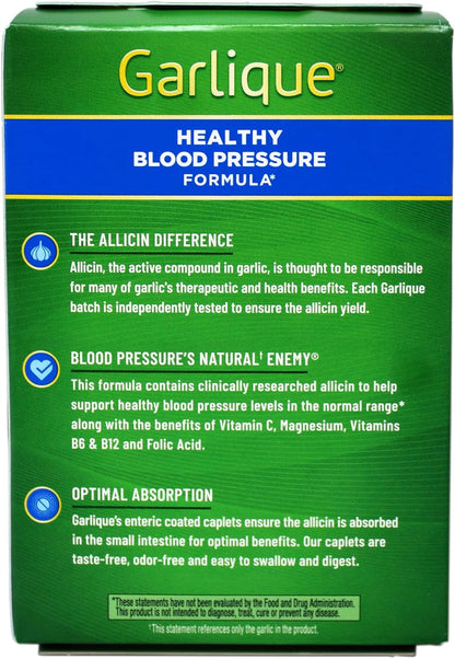 Garlique Healthy Blood Pressure Formula (60 Caplets, Pack of 2)