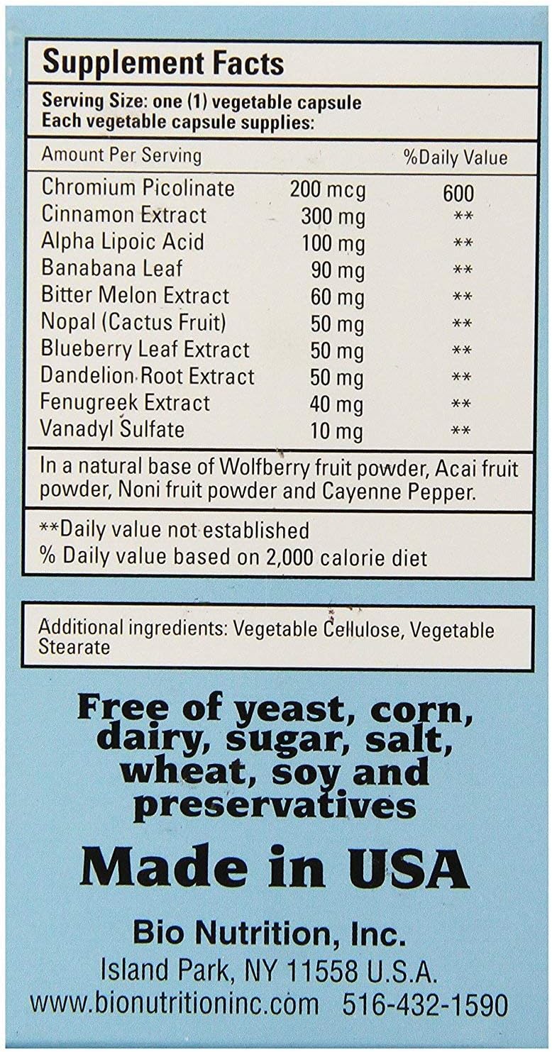 Bio Nutrition Blood Sugar Wellness - 60 Vegetarian Capsules - görsel 3