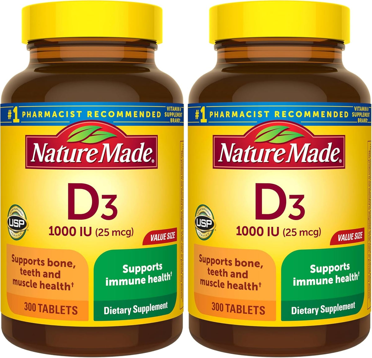 Nature Made Vitamin D3 1000 IU (25 mcg), Vitamin D Supplement for Bone, Teeth, Muscle and Immune Health Support, 300 Tablets, 300-Day Supply - görsel 9