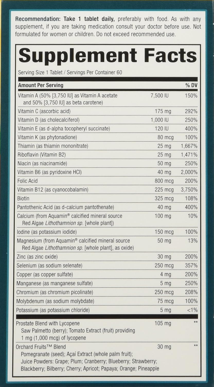 Nature's Way Alive! Once Daily Men's 50+ Multivitamin, Ultra Potency, Food-Based Blends, 60 Tablets (Pack of 2) - görsel 2