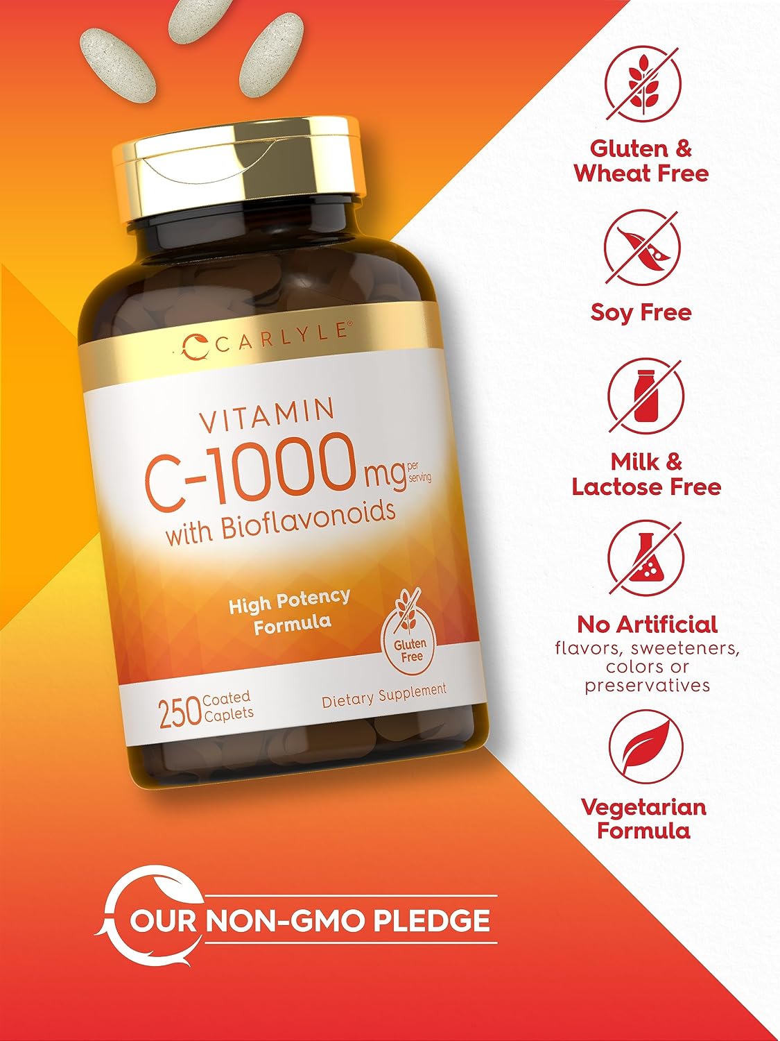 Carlyle Vitamin C 1000mg with Rose Hips and Citrus Bioflavonoids, 250 Tablets - görsel 5