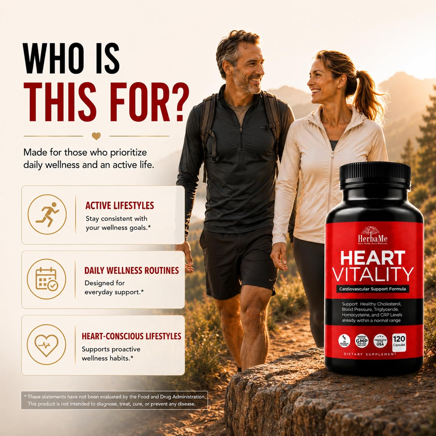 HerbaMe Heart Support Supplement – Daily Heart Wellness & Circulation Support with L-Arginine, Citrulline & CoQ10, 120 Capsules - görsel 5