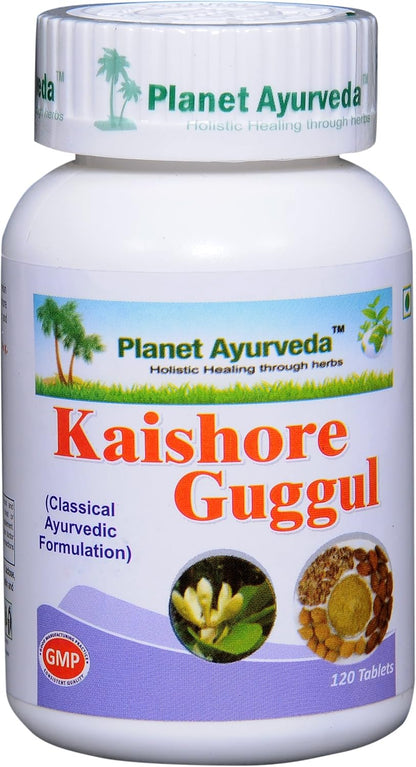 Planet Ayurveda Kaishore Guggul - Herbal Tablets, 100% Natural - 2 Bottles (Each Bottle Contains 120 Tablets)
