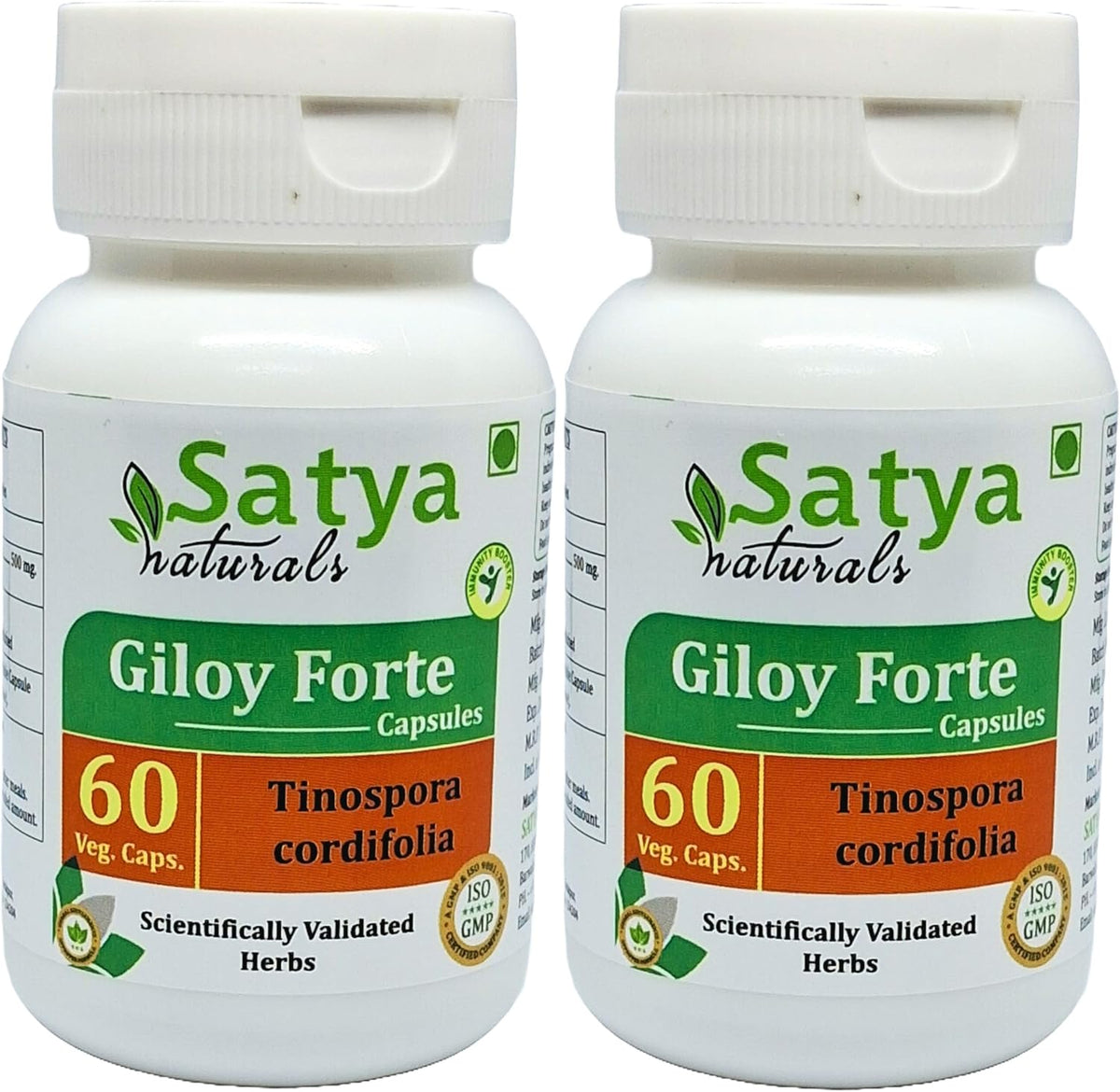 Satya Naturals Giloy Forte Capsules 500 mg - 120 Vegetable Capsules (2-Pack) - Guduchi (Tinospora Cordifolia) Extract - Ayurvedic Supplement - görsel 1