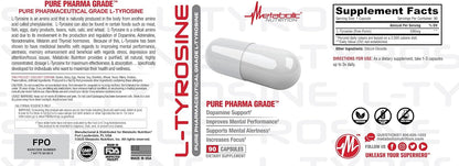 Metabolic Nutrition L-Tyrosine, 500mg, 90 Capsules