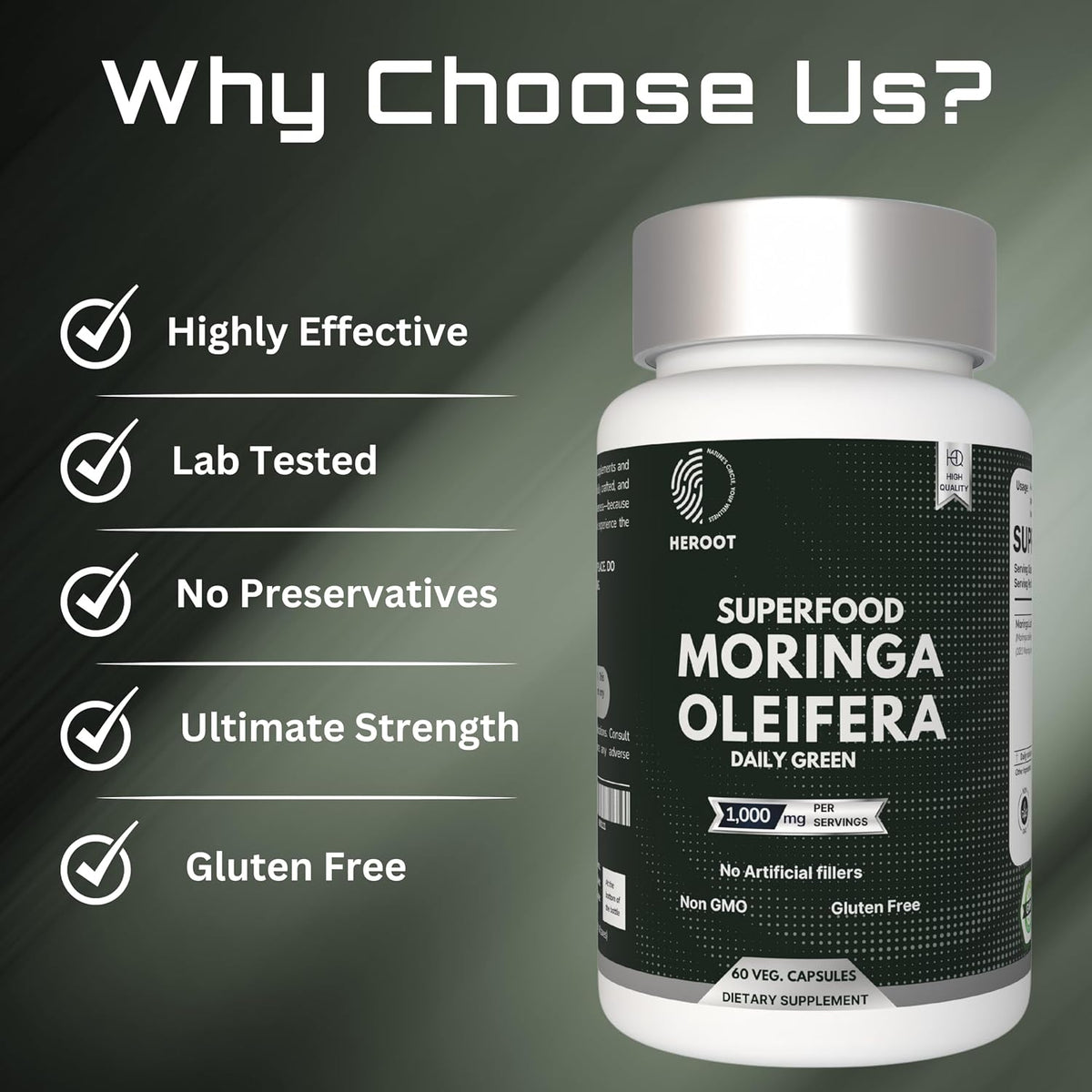 Heroot Organic Moringa Capsules – 60 Capsules - görsel 7