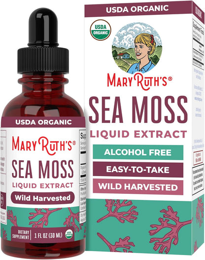 MARYRUTH'S Organic Irish Sea Moss Liquid Drops | Chondrus Crispus | Wild Harvested | Organic Irish Moss Formulated for Adults & Kids Ages 14+ | Unflavoured | Sugar Free | Vegan | Non-GMO | 30 ml